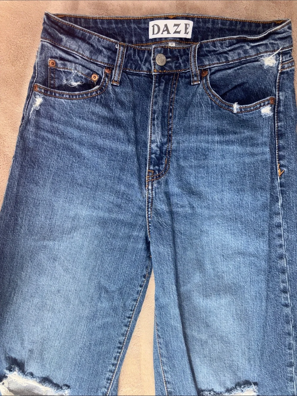 Daze Distressed Wide-Leg Jeans - Dark Blue size 27 - Picture 2 of 4